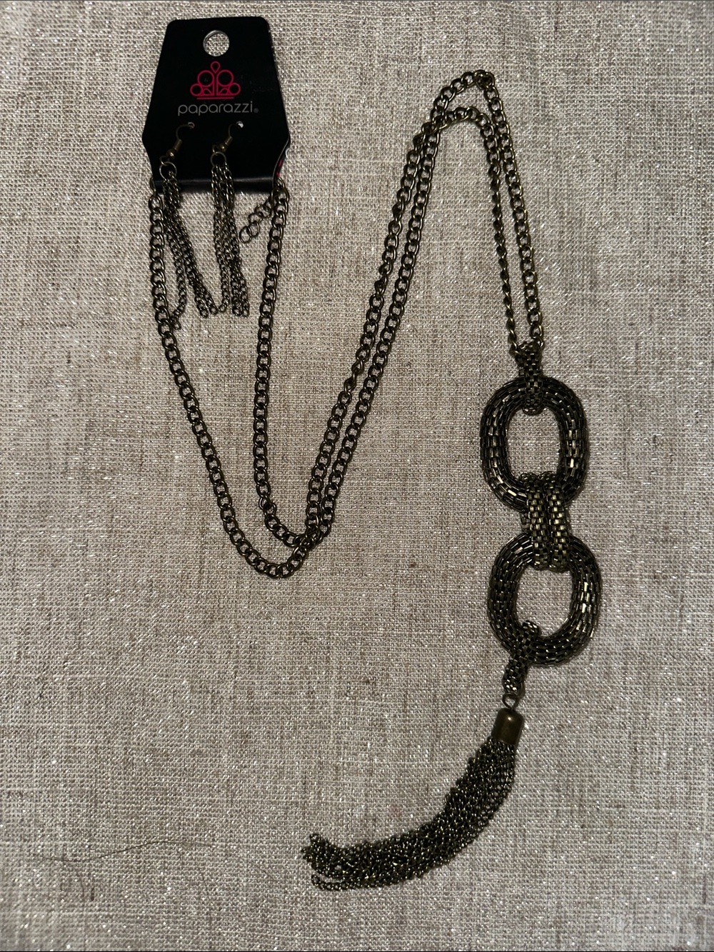 Paparazzi Women’s Bronze Necklace & Dangle Earrings Set New